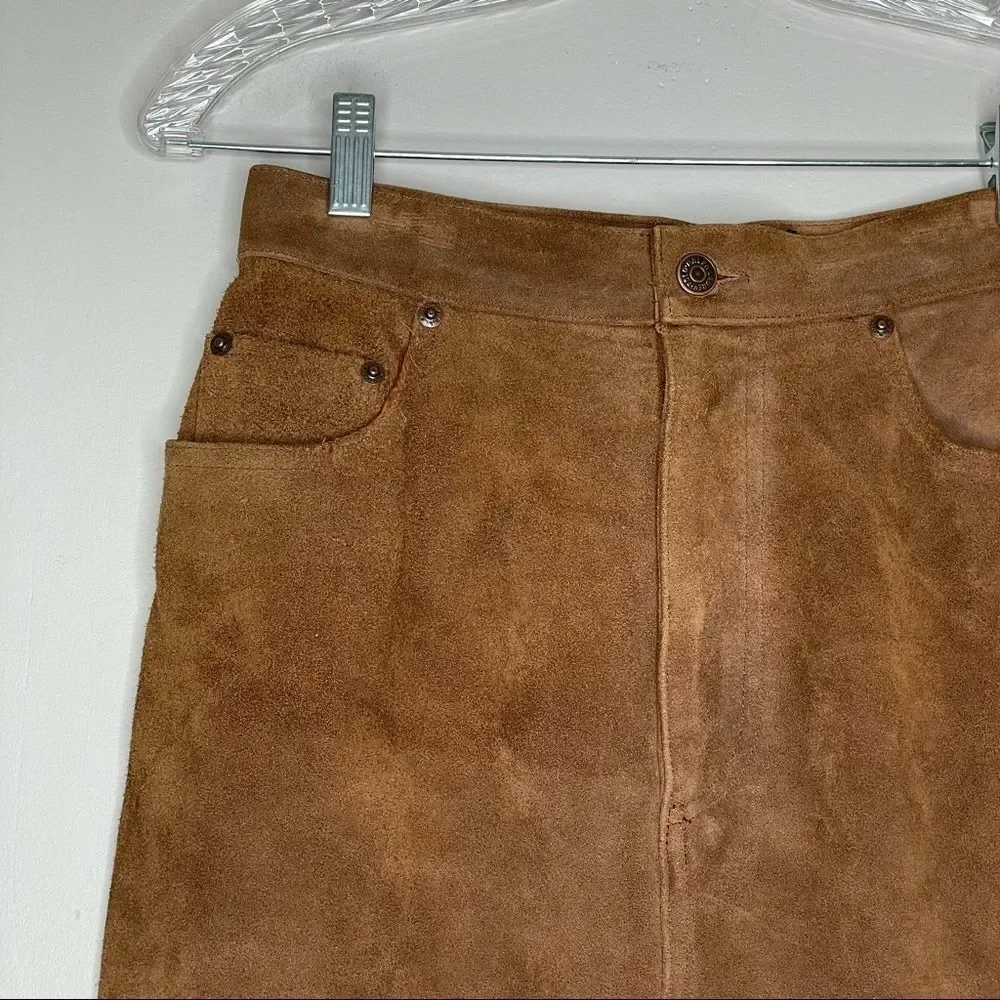 Ralph Lauren Vintage 100% genuine leather suede skirt VTG - Picture 5 of 12